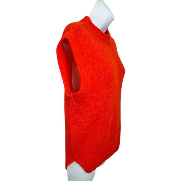 Bellerina Paris Sweater Women's One Size Orange Mohair Blend Made in Italy - Picture 3 of 5